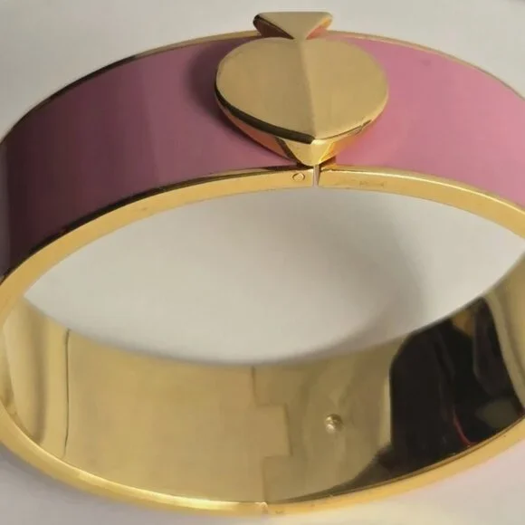 💕💕LOW START💕💕kate spade Pink and Gold Spade Accent Bangle Bracelet - Picture 7 of 8